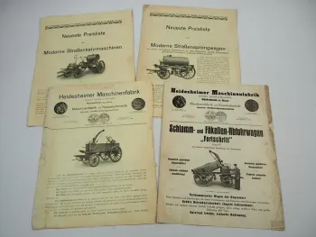 Heidesheimer Maschinenfabrik Kehrmaschinen Müllabfuhr 2x Prospekt 2x Preisliste