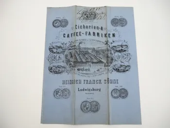 Heinrich Franck Söhne Ludwigsburg Württemberg Kaffee Fabrik Rechnung 1875
