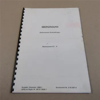 Heinzmann E1-F elektronische Drehzahlregler Betriebsanleitung Schaltplan