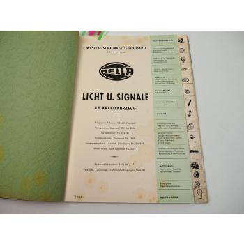 Hella Licht und Signale am KFZ Katalog 1953 Scheinwerfer Leuchten Schalter