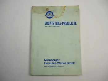 Hercules Mofa Mokick Motorrad Fahrrad Ersatzteil Preisliste ab 1972