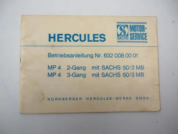 Hercules MP4 2-/3- Gang Motorrad Typ 632 Sachs Motor Betriebsanleitung Wartung
