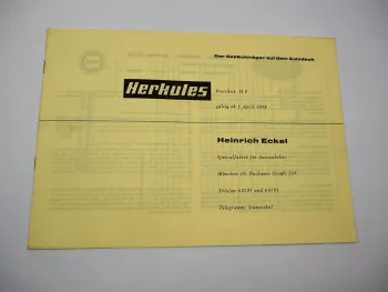 Herkules Heinrich Eckel München Gepäckträger auf dem Autodach Preisliste 1958