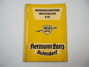 Hermann Lanz Hela D112 Schlepper Betriebsanleitung Ersatzteilliste