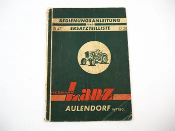 Hermann Lanz Hela D47 D28 Schlepper Betriebsanleitung Ersatzteilliste
