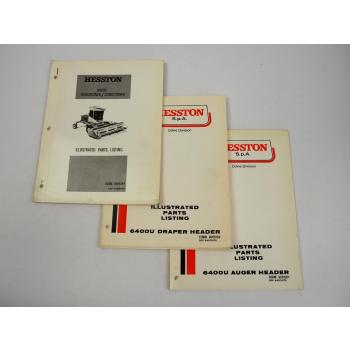 Hesston 6400U Windrower + Auger Draper Header Ersatzteilliste Parts Listing 1978