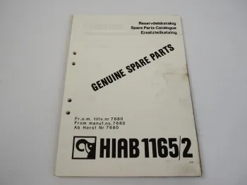 Hiab 1165/2 Ladekran Ersatzteilliste Parts Book 1981