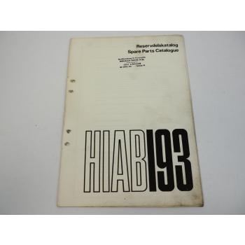 Hiab 193 Ladekran Ersatzteilliste Parts Book 1969