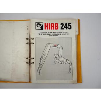 Hiab 245 Ladekran Ersatzteilliste Parts Book + Technische Daten 1997