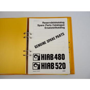 Hiab 480 520 Ladekran Ersatzteilkatalog Techn. Daten Hydraulikschema 1991/92