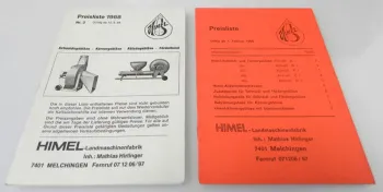 Himel Landmaschinen Gebläse 2 Preislisten ab 1966 / 1968