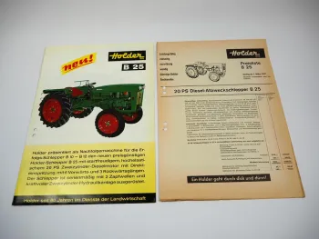 Holder B25 Allzweckschlepper Prospekt Technische Daten Preisliste 1971