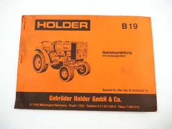 Holder B19 Traktor mit Anbaugeräten Betriebsanleitung Bedienungsanleitung 1982