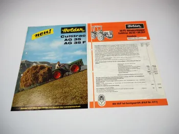Holder Cultitrac AG35 + F Allradschlepper Prospekt Techn. Daten Preisliste 1972