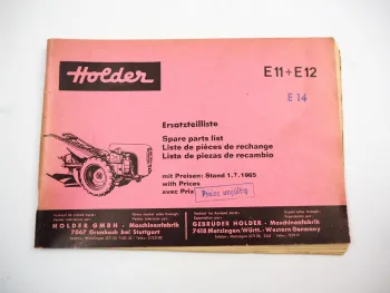 Holder E11 E12 E14 Einachsschlepper Ersatzteilliste Ersatzteilkatalog 1965/70