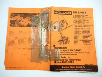 Holder HM3 H5 Vielzweckgerät Ersatzteilliste Ersatzteilkatalog Parts List 1984