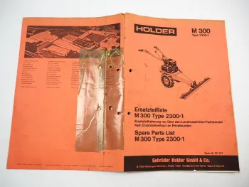 Holder M300 Type 2300-1 Balkenmäher Ersatzteilkatalog Ersatzteilliste 1984