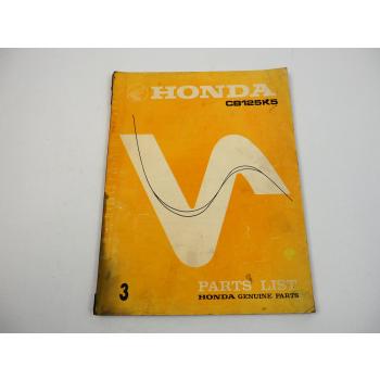 Honda CB125 K5 Parts List Ersatzteilliste Ersatzteilkatalog 1974