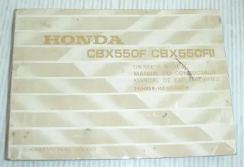 Honda CBX550F FII F2 Bedienungsanleitung Owners Manual de explicaciones 1982