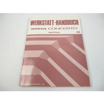 Honda Concerto 1993 Werkstatthandbuch Nachtrag Reparaturanleitung