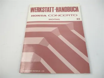 Honda Concerto 1993 Werkstatthandbuch Nachtrag Reparaturanleitung