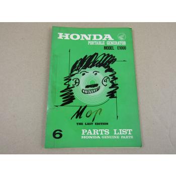 Honda E1000 Generator Ersatzteilliste in engl Parts Catalogue Parts List 1969