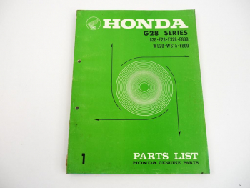 Honda G28 Series Engine F28 FS28 E800 WL20 WS15 Ersatzteilliste Parts List 1972