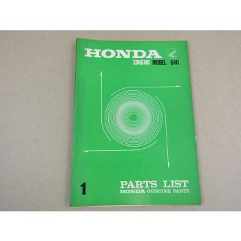 Honda G40 Engine Ersatzteilliste in englisch Parts Catalogue Parts List 1967
