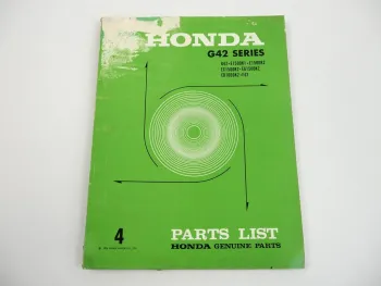 Honda G42 Series Engine E EC EG 1500 K1 K2 F42 Ersatzteilliste Parts List 1976