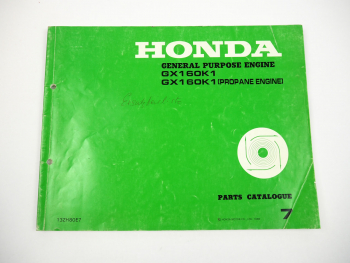 Honda GX160 K1 Motor General Purpose Engine Ersatzteilliste Parts Catalog 1998