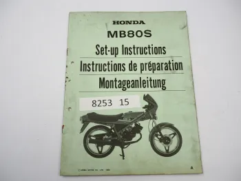 Honda MB80S Motorrad Setup Instructions Montageanleitung 1980