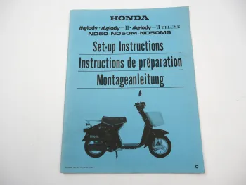 Honda ND50 M MS Melody Motorroller Setup Instructions Montageanleitung 1982