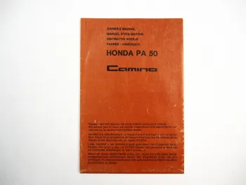 Honda PA50 Camino Mofa 50 ccm Betriebsanleitung Owners Manual 1978