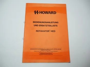 Howard HED Rotavator Betriebsanleitung Ersatzteilliste ca. 1970/80er Jahre