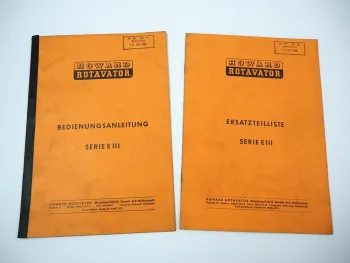 Howard Rotavator Serie EIII Bodenfräse Betriebsanleitung Ersatzteilliste 1968