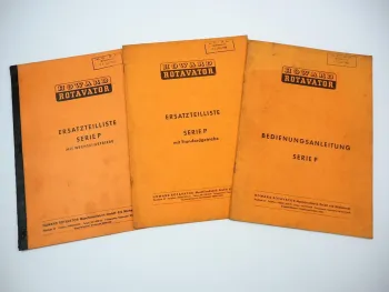 Howard Rotavator Serie P Bodenfräse Betriebsanleitung Ersatzteilliste 1968