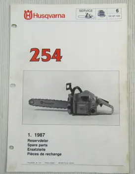 Husqvarna 254 Kettensäge Motorsäge Ersatzteilbild-Katalog Ersatzteilliste 1987