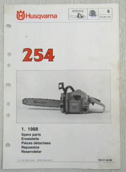 Husqvarna 254 Kettensäge Motorsäge Ersatzteilbild-Katalog Ersatzteilliste 1988