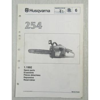 Husqvarna 254 Kettensäge Motorsäge Ersatzteilbild-Katalog Ersatzteilliste 1992