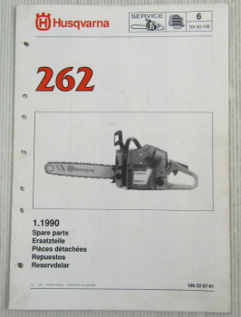 Husqvarna 262 Kettensäge Motorsäge Ersatzteilbild-Katalog Parts List 1/90