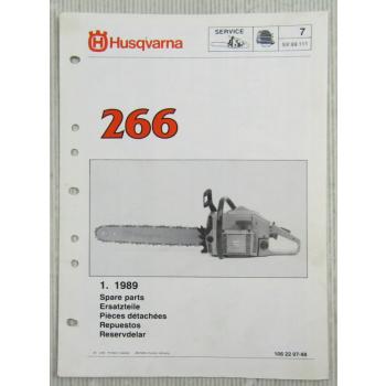 Husqvarna 266 Kettensäge Motorsäge Ersatzteilliste Bild-Katalog Parts List 1/89