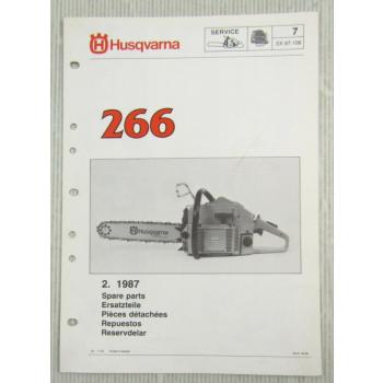 Husqvarna 266 Kettensäge Motorsäge Ersatzteilliste Bild-Katalog Parts List 2/87