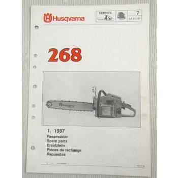 Husqvarna 268 Kettensäge Motorsäge Ersatzteilliste Bild-Katalog Parts List 1/87