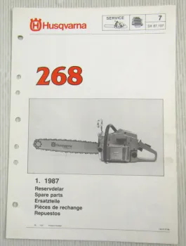 Husqvarna 268 Kettensäge Motorsäge Ersatzteilliste Bild-Katalog Parts List 1/87