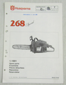 Husqvarna 268 Special Kettensäge Motorsäge Ersatzteilbild-Katalog Parts List 91