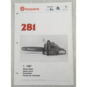 Husqvarna 281 Kettensäge Motorsäge Ersatzteilliste Bild-Katalog Parts List 1/87