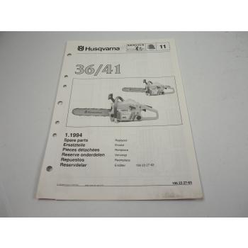 Husqvarna 36/41 Kettensäge Motorsäge Ersatzteilliste Parts List 1994