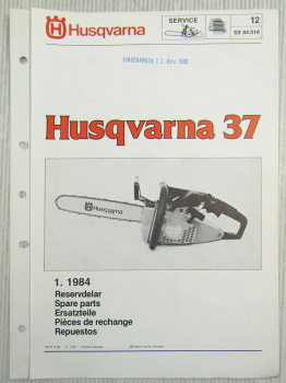 Husqvarna 37 Kettensäge Motorsäge Ersatzteilbild-Katalog Parts List 1/1984