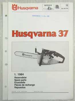 Husqvarna 37 Kettensäge Motorsäge Ersatzteilbild-Katalog Parts List 1/1984