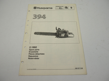 Husqvarna 394 Kettensäge Motorsäge Ersatzteilliste Parts List 1992